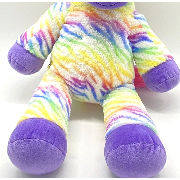 Build A Bear BABW Colorful Rainbow Striped Zebra Plush Stuffed Animal Toy 18" - Picture 2 of 11